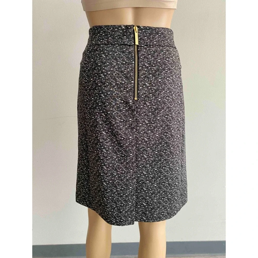 Michael Kors Black White Speckled Tweed Look Pencil Skirt Medium‎